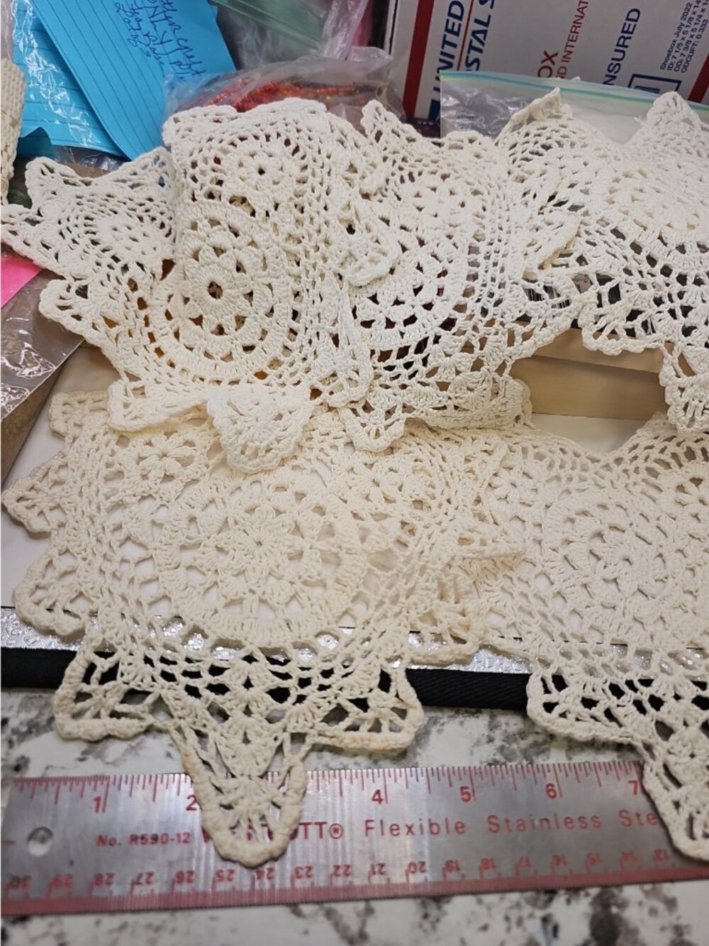 Doilies Hearts Lot Of 5/ 7" " Wide X 7.5 "LONG White Cotton Cottagecore